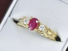14K Yellow Gold 0.64 Ctw Ruby Diamond Engagement Ring