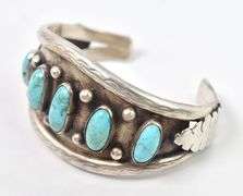 Turquoise Cuff Bracelet in Sterling Silver
