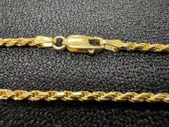 22k Yellow Gold Plated Sterling Silver Diamond-Cut Rope Chain 2.2mm Solid 925 Italy New Bracelet 7"