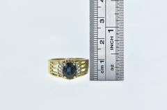14K Yellow Gold Sapphire Diamond Statement Vintage Ring