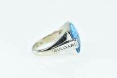 18K White Gold Bvlgari Blue Topaz Metropolis Designer Ring