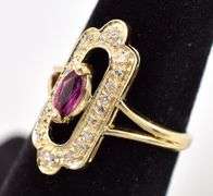 Blissful 14K Yellow Gold Pink Topaz and Diamond Gemstone Ring