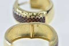 14K Yellow Gold 20mm Cheetah Print Leopard Enamel Hoop Earrings