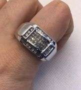 IMPRESSIVE 14K WHITE GOLD BAGUETTE AND PRINCESS CUT DIAMOND RING