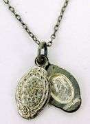 Vintage Sterling Enamel Baby Madonna Pendant & Chain