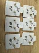 10k Yellow Gold 3mm CZ Earrings Clear, Blue, Green, Light Pink, Pink 6 Pairs