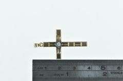 14K Yellow Gold 1930's Diamond Classic Cross Christian Pendant