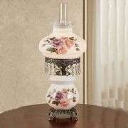 Victorian Brook Floral Handpainted Hurricane Table Lamp