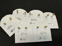 10k Yellow Gold 4mm Round Solitaire Stud Brilliant CZ Earrings 6 Pairs Various Colors