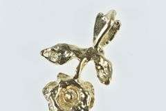14K Yellow Gold Diamond Cut Rose Flower Romantic Pendant