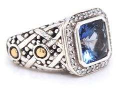 John Hardy Batu Sari blue topaz and diamond cocktail ring
