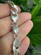 Men's 9.7mm Solid .925 Sterling Silver Flat Figaro Chain Link Italy Bracelet 8" inch