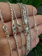 Italian Sterling Silver 925 7 Piece Layered Chain Set 30",24",20",20",18",18",16"