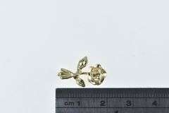 14K Yellow Gold Diamond Cut Rose Flower Romantic Pendant