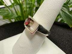 Sterling Silver Natural Garnet Gemstone Ring Size 8