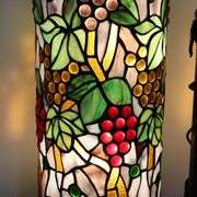 Vintage Vineyard Grapes Stained Glass Lamp