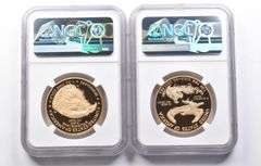 Lot (2) PF69 2021-W $50 American Gold Eagle T-1 & T-2 2022 DC Mint HQ NGC