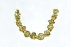 14K Yellow Gold Art Nouveau Diamond Lady Slide Charm Bracelet