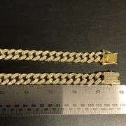 Huge 155.5 Gram 18 Kt Tri-Layered Gold Plate Cuban Link Necklace
