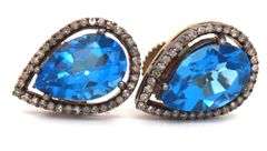 Gorgeous Topaz Teardrop Earrings rimmed with Diamond Accents