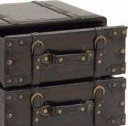 Vintage Black Leather 4-Drawer Storage Chest with Gold Studs