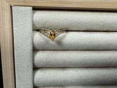 14k Yellow Gold Filigree Marquise Chevron Pointed Ring Size 10