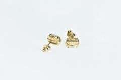 14K Yellow Gold Oval Natural Opal Vintage Stud Earrings
