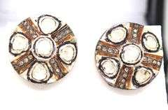 Ritualistic Mine Cut Diamond Quadrant Earrings with Brunt Silver and Diamond Channels