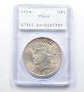 1924 Peace Silver Dollar MS64 PCGS Rattler