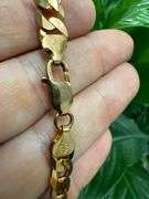 22k Rose Gold Plated Men's 7.5mm Solid .925 Sterling Silver Flat Curb Chain Link Italy Bracelet 7" i