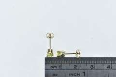 14K Yellow Gold Round Peridot Solitaire Vintage Earrings