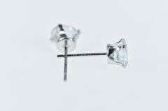 14K White Gold Solitaire Classic Vintage Stud Earrings
