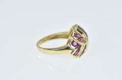 14K Yellow Gold Rubellite Pattern Domed Statement Ring