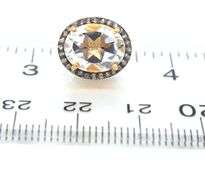 Bright Gold Plated Silver Earrings with Large Quartz and Diamond Accents