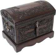 Handcrafted Colonial Wood & Leather Jewelry Box