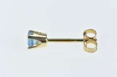 14K Yellow Gold Single Blue Topaz Solitaire Classic Earring