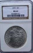 1890 MS62 NGC Frosty White Morgan Dollar