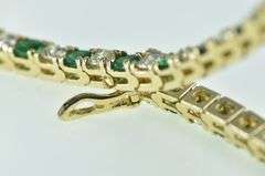 14K Yellow Gold 6.50 Ctw Emerald VS Diamond Tennis Bracelet