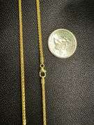 10k Yellow Gold-Hollow Round Braided Wheat Spiga Link Chain 2.2mm Necklace 30"