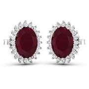 14 Kt White Gold Ruby Diamond Earrings