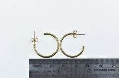 14K Yellow Gold 20.7mm Vintage 3/4 Hoop Statement Earrings