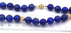 Lapis and gold bead necklace in Yellow gold