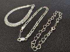 Italian Sterling Silver Bracelet and Necklace Set- 3-7" Bracelets & 1 Adjustable 23" Chain