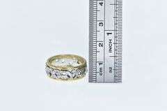 14K Yellow Gold NOS Two Tone Ornate Floral Band Ring