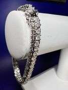 14 Kt White Gold Plated 17.5 Ctw Lab Simulated Diamond Tennis Bracelet SA40R
