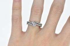 14K White Gold 0.75 Ctw Diamond Two Stone Engagement Ring
