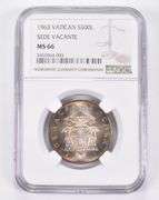 MS66 1963 Vatican 500 Lire Silver Sede Vacante NGC Toned!