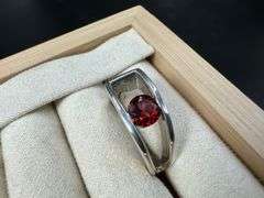 Sterling Silver Natural Garnet Gemstone Ring Size 8