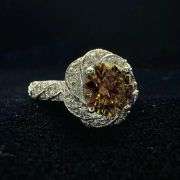 Dynamic 2.85 Ct VVs1 Golden Amber Green Lab Diamond Ring