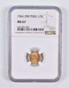 MS67 1966 ZBR Peru 1/5 Lire NGC
